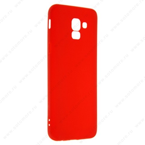 Накладка силиконовая Soft Touch ультра-тонкая для Samsung Galaxy J6 J600 2018 красный