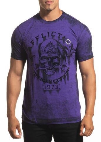 Affliction | Футболка мужская IRON GREASE ARCTIC PURPLE A24270 перед на модели