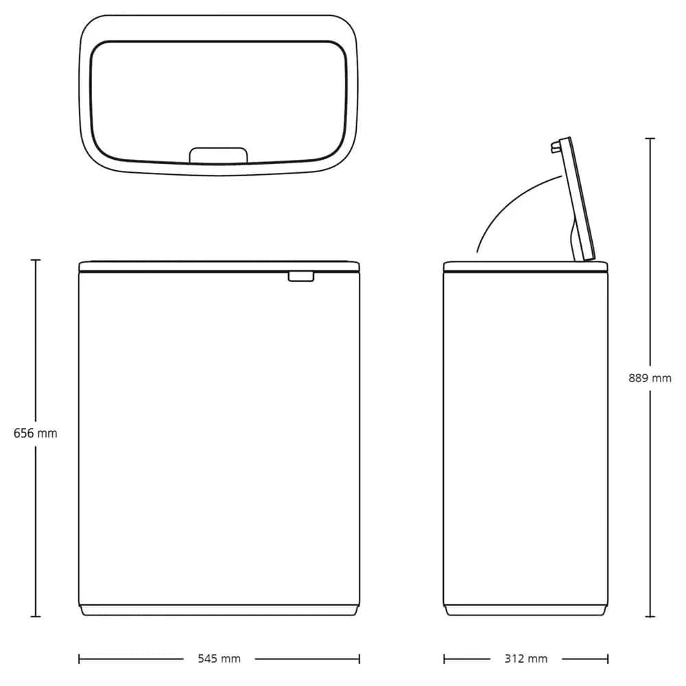 Мусорный бак Touch Bin Bo (2 х 30 л), Темно-серый, арт. 233609 - фото 7