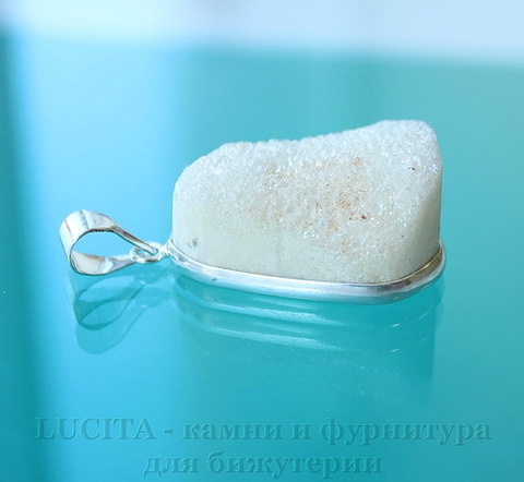 Подвеска Кварц в рамке (цвет - античное серебро) 30х20,8х15,3 мм №14