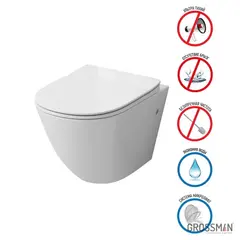 Унитаз подвесной Grossman GR-4411SQ Tornado безободковый с сиденьем микролифт 520x365x360