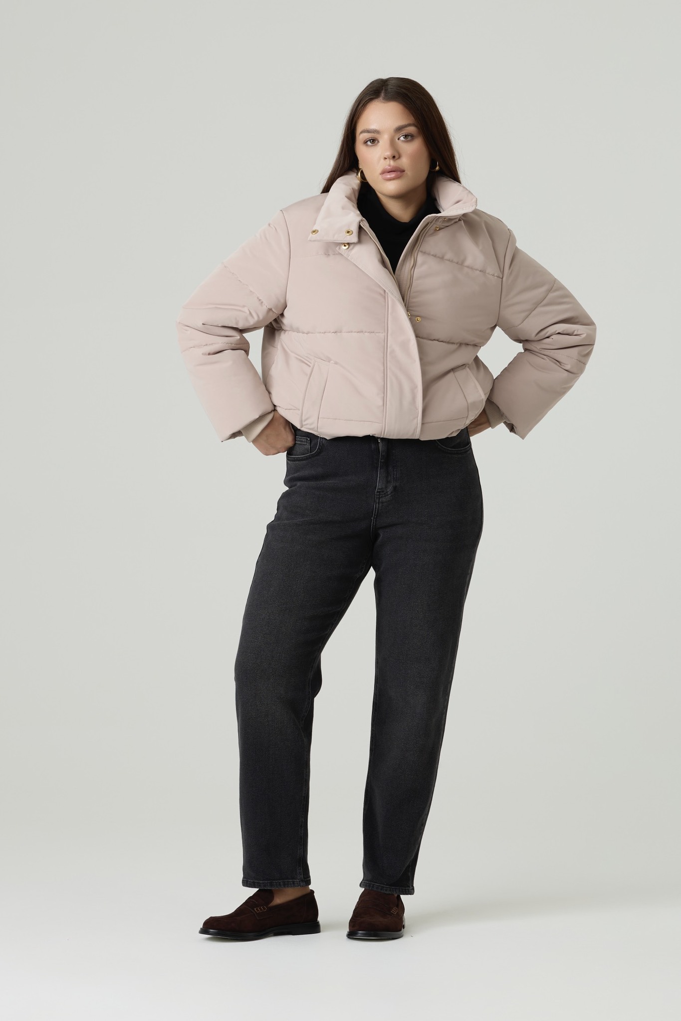 Куртка укороченная стеганая, бежевый