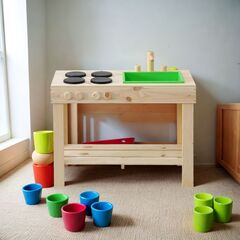 Детская кухня игровая для девочек и мальчиков из массива сосны Офелия, развивающая детская игрушка