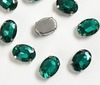 Стразы пришивные стекло в оправе, р. 14х10 мм, изумрудный