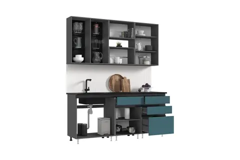 Кухня Техно-6 2,0м (Графит/Атлантик софт/Графит софт NEW)