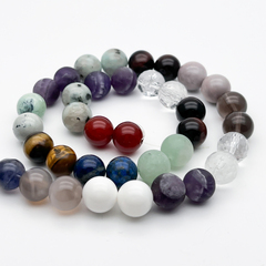 Натуральные камни микс, парные бусины, диаметр около 10-10,6 мм, цена за нить 38 шт (19 пар)