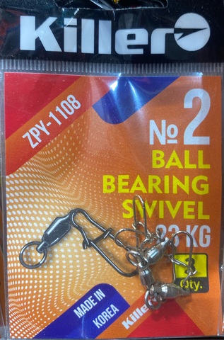 Карабин с вертлюгом на подшипнике Killer Ball Brearing swivel №2, арт1108