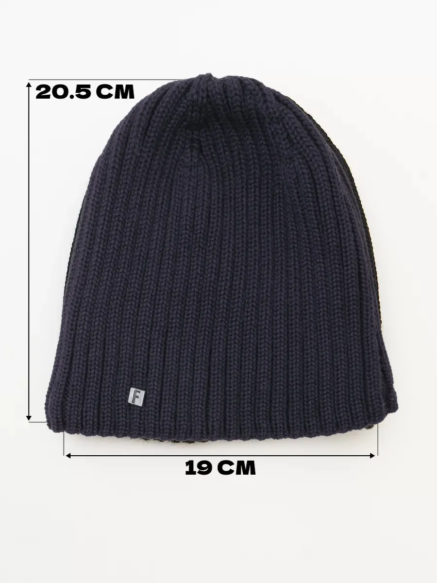 Шапка зимняя на флисе вязаная бини