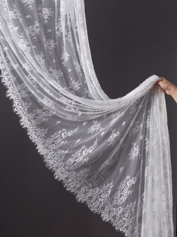 Кружево шантильи теплое белое широкое неэластичное ширина 1,5 м купон 2.9 м С БРАКОМ