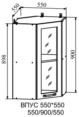 Кухня Олива шкаф верхний угловой стек.  высокий 550*500