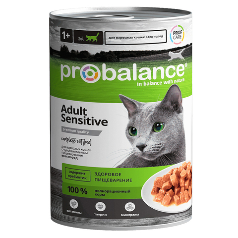 Влажный корм ProBalance Sensitive, с чувствительным пищеварением, для взрослых кошек, 415 г.