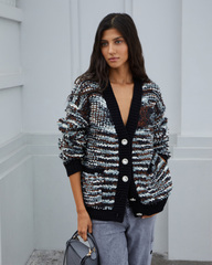 Кардиган букле с пуговицами-стразами