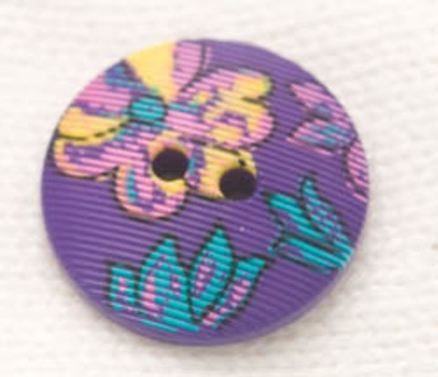 Пуговица с цветами, фиолетовая, 18 мм