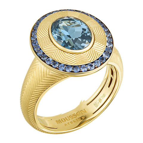 Кольцо с Топазом London и Сапфирами, R0084-0/48