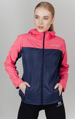 Ветро и водозащитная куртка с капюшоном Nordski Rain Coral-Navy женская