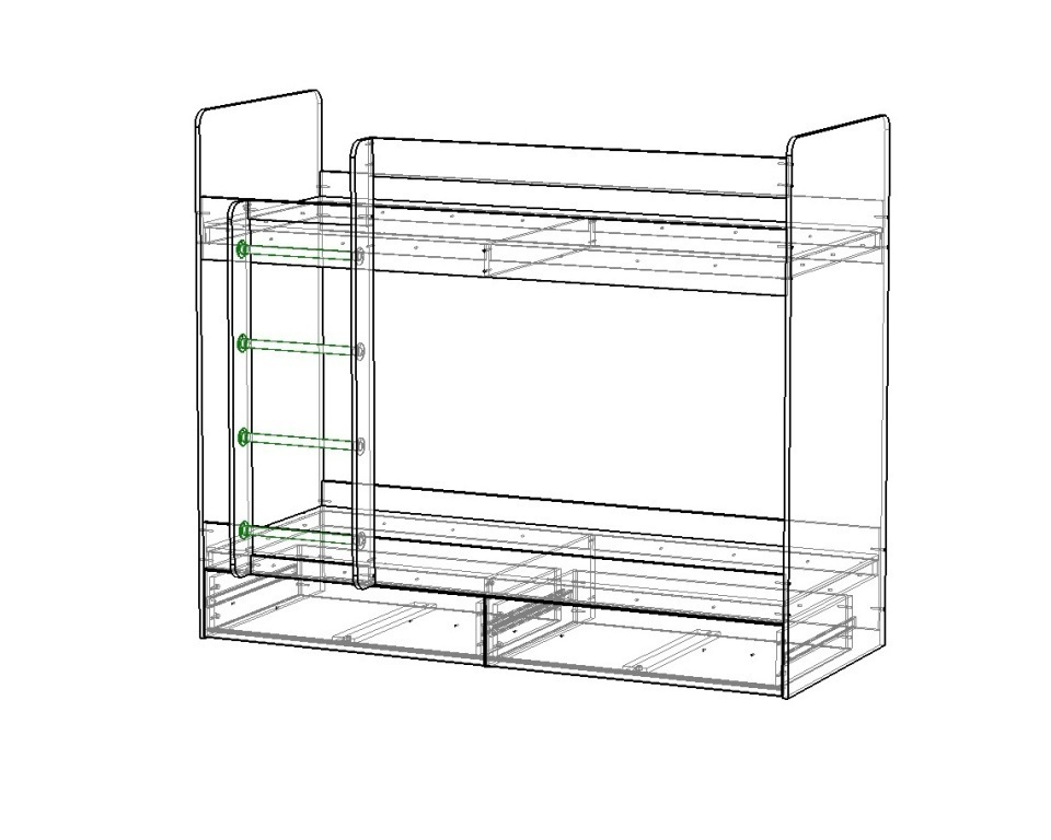 Двухъярусная кровать с диваном сборка схема