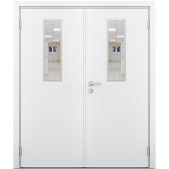 Купить Влагостойкая двустворчатая дверь Модель 6 белая остеклённая