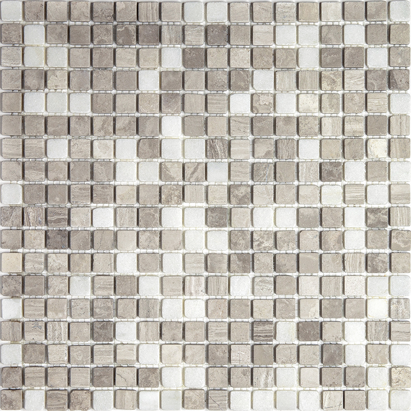 4MT-10-15T Мозаика из мрамора 4 мм Natural i-Tilе серый светлый квадрат матовый