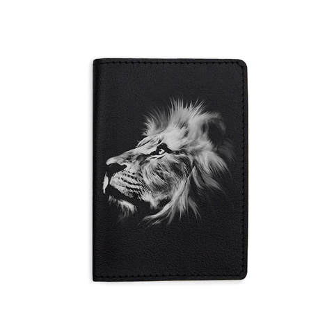 Обложка на паспорт "Мирный белый лев", черная