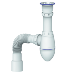 Сифон UNICORN для умывальника, прикруч. выпуск 1 1/2(Ø40), гофра Ø40xØ40x50 A220