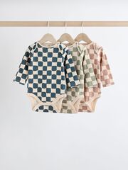 Боди с длинным рукавом для малышей Next K79-793, 3 шт., Бежевый, Синий, Розовый