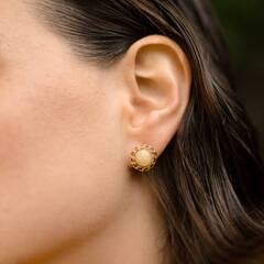 Серьги винтажные II с молочным янтарем, позолота