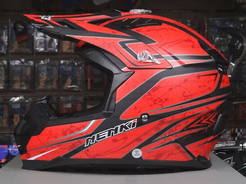 Кроссовый мотошлем NENKI NK-315, красный-чёрный