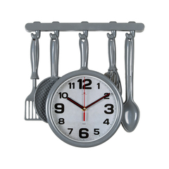 Часы настенные РУБИН  3234-001 столовые приборы 35х32,5 см, корпус серый  "Классика"