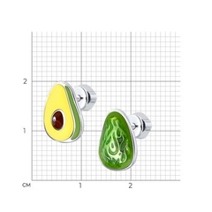 94024324 - Серьги-пусеты  АВОКАДО из серебра с эмалью