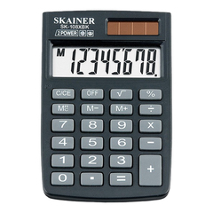 
          Калькулятор карманный SKAINER 8 Bit, LCD, солн. батарея, 8.8*5.8*1 см, чёрный