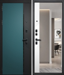 Входная дверь FlyDoors ДИЛАЙН ВЕРДЕ Velluto Verde+Чёрная шагрень - Velluto Bianco