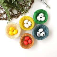 Пасхальный декор Гнезда с яйцами, разноцветные,  7 см, набор 5 шт.
