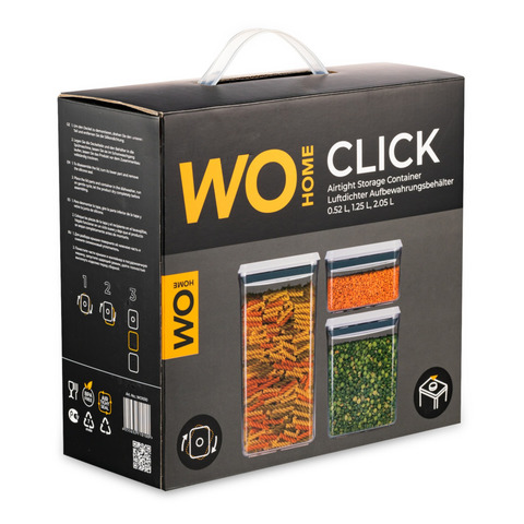 Набор контейнеров для сыпучих продуктов 3шт Wo Home Click