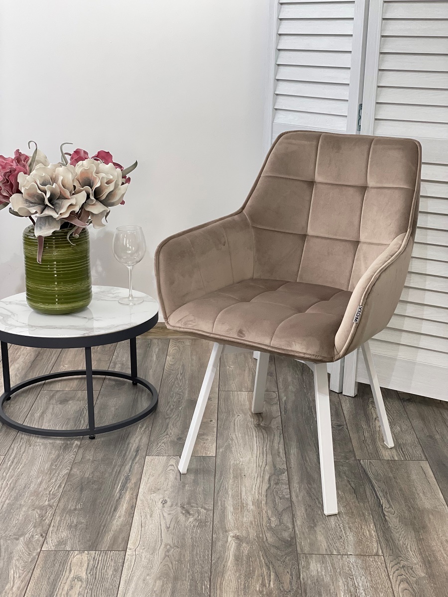 Стул MAVERICK 360 град. поворот. BLUVEL-40 BEIGE/ белый каркас, М-City