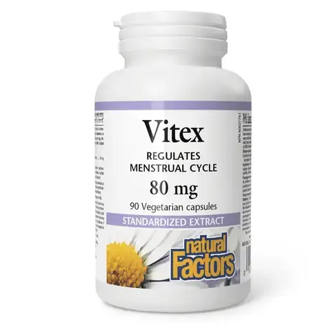 Natural Factors - Vitex, экстракт Витекса для регуляции менструального цикла, 80 мг, 90 капсул