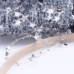 Тесьма бусина на леске, 13 мм, серебро