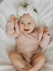 Боди лапша с длинным рукавом и крылышками, Пудровый