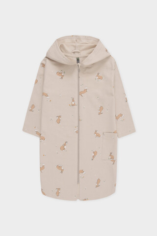 халат  для девочки  К 5764-1/бежевый,кролики и цветы