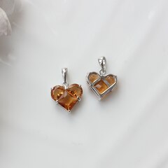 Подвеска Сердце с коричневым фианитом, 14 мм, родий, П445