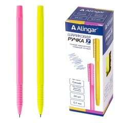 
          Ручка шариковая Alingar, 0,7 мм, синяя, игольчатый наконечник, грип, шестигранный цветной пластиковый корпус, карт. уп.