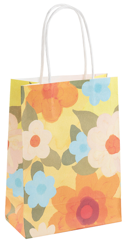 Пакет подарочный S вертикальный, Крафт, Цветочное настроение, Дизайн №4, 15*21*8 см (Д*В*Ш)