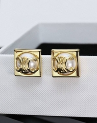 Серьги пусеты квадратные CELINE в форме лого качество lux