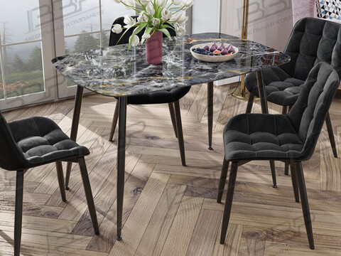 стол ОНИКС (нераздвижной) (черный мрамор)