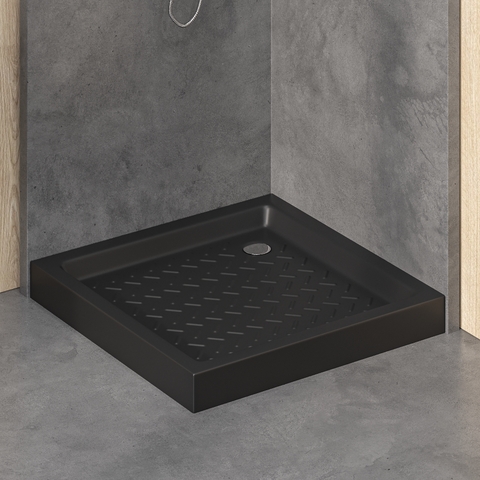 Душевой поддон керамический, квадратный, черный 90х90