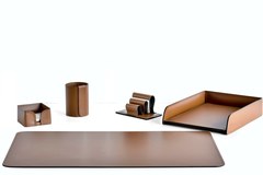 Аксессуары для стола 5 предметов из кожи цвет табак №75