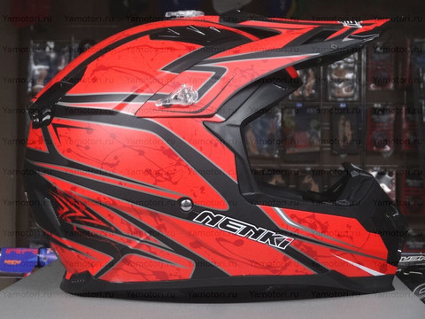 Кроссовый мотошлем NENKI NK-315, красный-чёрный