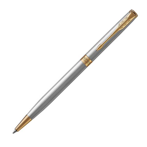 Parker Sonnet Core Slim - Stainless Steel GT, шариковая ручка, M, BL*