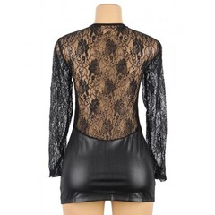 Кожаное платье с кружевной отделкой Ohyeah Sexy lace +стринги, L
