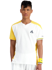 Теннисная футболка Le Coq Sportif Tennis Pro T-Shirt SS 23 N°1 M - new optical white/jaune champion