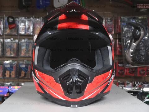 Кроссовый мотошлем NENKI NK-315, красный-чёрный